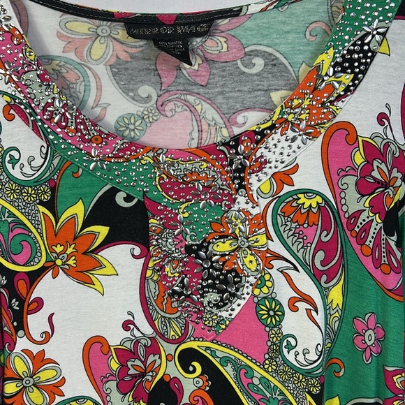 Mirror Image Colorful Size Small Longsleeve Paisley Beaded Top Like New - Picture 2 of 6